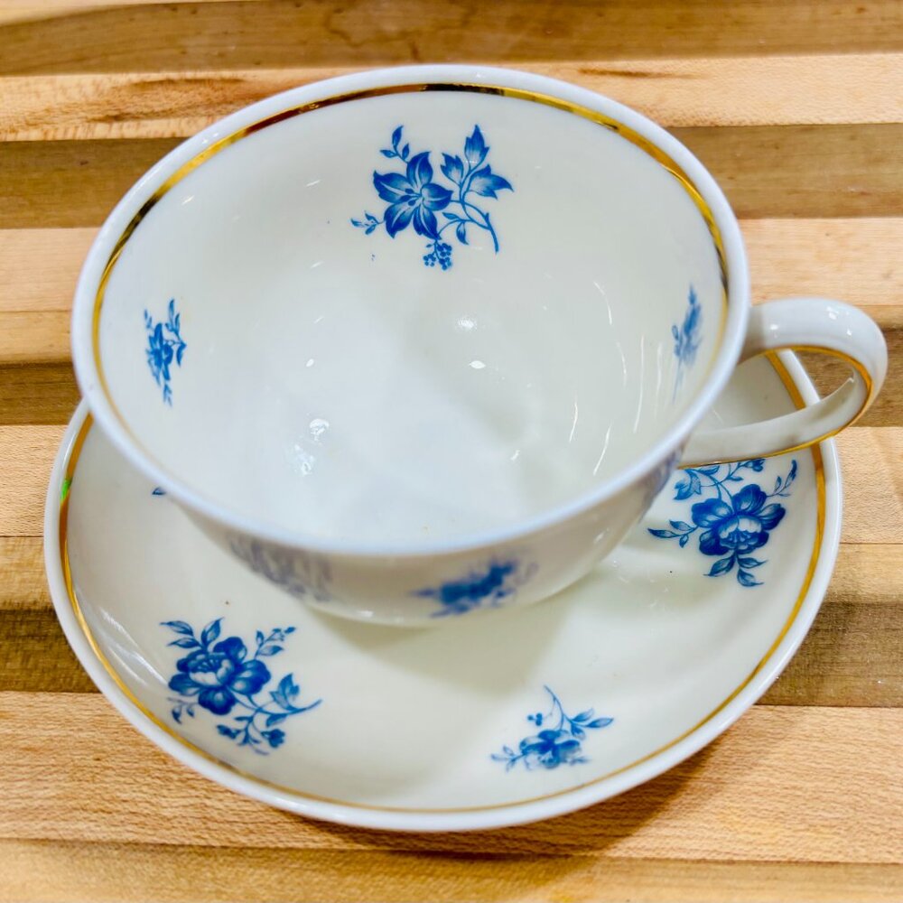 Vintage Johann Haviland Demitasse Porcelain Tea Cup & Saucer, Barvaria Germany